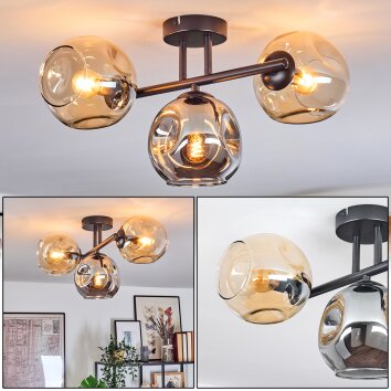 Ripoll Plafonnier, Boule lumineuse Ambre, Fumé, 3 lumières