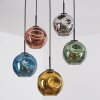 Ripoll Suspension, Boule lumineuse, Suspension Bleu, Chrome, Or, Vert, Cuivré, Fumé, 5 lumières