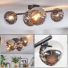 Chehalis Plafonnier, Boule lumineuse Chrome, Clair, Fumé, 4 lumières