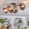 Chehalis Plafonnier, Boule lumineuse Chrome, Clair, Fumé, 4 lumières