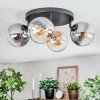 Gastor Plafonnier, Boule lumineuse Ambre, Clair, Fumé, 4 lumières