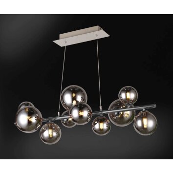 Suspension WOFI VILLA Chrome, Noir, 10 lumières