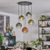 Koyoto Suspension, Boule lumineuse, Suspension Or, Noir, 5 lumières