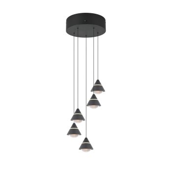 Romeo Suspension Luminaires Trio LED Noir, 5 lumières