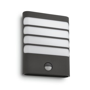 Raccoon Applique murale Luminaires Philips LED Anthracite, 1 lumière, Détecteur de mouvement