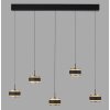 Rings Suspension Luminaires Paul Neuhaus LED Noir, Transparent, 5 lumières, Télécommandes