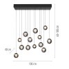 Popup Suspension Luminaires Paul Neuhaus LED Gris, 13 lumières, Télécommandes