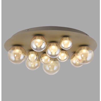 Popup Plafonnier Luminaires Paul Neuhaus LED Bronze, 11 lumières, Télécommandes