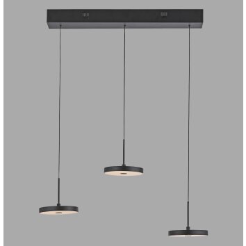 PLATA Suspension Luminaires Leuchten Direkt LED Noir, 3 lumières