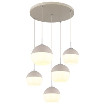 Ragusa Suspension Luminaires Globo Lighting Chrome, Blanc, 5 lumières