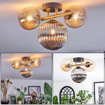 Chehalis Plafonnier, Boule lumineuse Or, Noir, 3 lumières