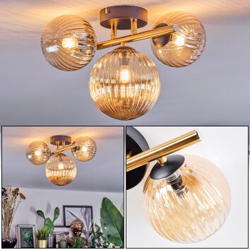 Chehalis Plafonnier, Boule lumineuse Or, Noir, 3 lumières