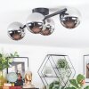 Chehalis Plafonnier, Boule lumineuse Chrome, Fumé, 4 lumières