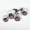 Chehalis Plafonnier, Boule lumineuse Chrome, Fumé, 4 lumières