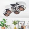Chehalis Plafonnier, Boule lumineuse Chrome, Fumé, 4 lumières