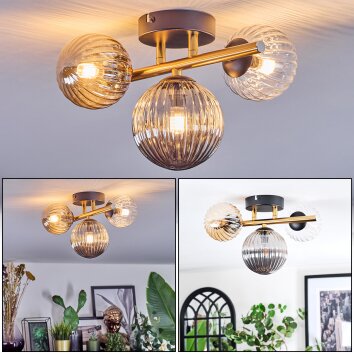Chehalis Plafonnier, Boule lumineuse Or, Noir, 3 lumières