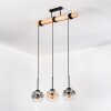 Ripoll Suspension, Boule lumineuse, Suspension Écru, Noir, 3 lumières