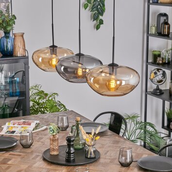 Mertola Suspension, Suspension Noir, 3 lumières