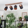 Fallhagen Plafonnier, Spot de plafond Chrome, Bois foncé, 4 lumières