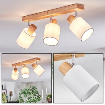 Fallhagen Plafonnier, Spot de plafond Chrome, Bois clair, 3 lumières