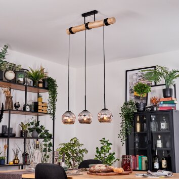 Ripoll Suspension, Boule lumineuse, Suspension Écru, Noir, 3 lumières