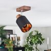 Fallhagen Plafonnier, Spot de plafond Chrome, Bois foncé, 1 lumière