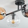 Koyoto Plafonnier, Boule lumineuse Ambre, Chrome, Clair, Fumé, 3 lumières