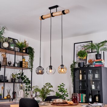 Ripoll Suspension, Boule lumineuse, Suspension Écru, Noir, 3 lumières