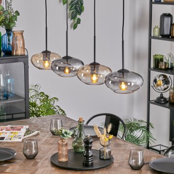 Mertola Suspension, Suspension Ambre, Clair, Fumé, 4 lumières