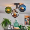 Gastor Plafonnier, Boule lumineuse Bleu, Chrome, Vert, Fumé, 3 lumières