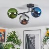 Gastor Plafonnier, Boule lumineuse Bleu, Chrome, Vert, Fumé, 3 lumières