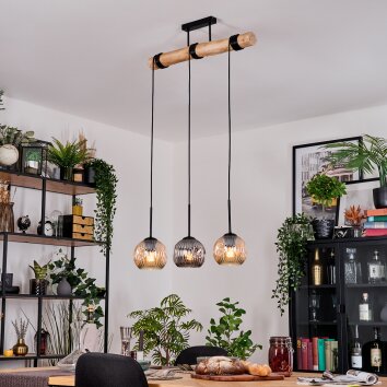 Koyoto Suspension, Boule lumineuse, Suspension Écru, Noir, 3 lumières