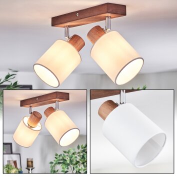 Fallhagen Plafonnier, Spot de plafond Chrome, Bois foncé, 2 lumières