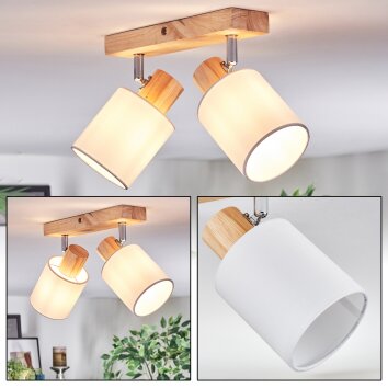 Fallhagen Plafonnier, Spot de plafond Chrome, Bois clair, 2 lumières