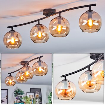 Koyoto Plafonnier, Boule lumineuse Ambre, 4 lumières