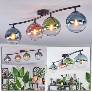 Gastor Plafonnier, Boule lumineuse Bleu, Vert, Clair, Cuivré, 4 lumières