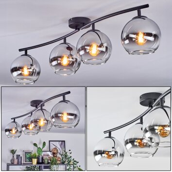 Koyoto Plafonnier, Boule lumineuse Chrome, Clair, Fumé, 4 lumières