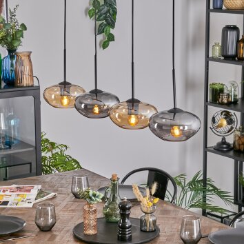 Mertola Suspension, Suspension Ambre, Fumé, 4 lumières