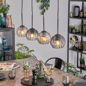 Koyoto Suspension, Boule lumineuse, Suspension Ambre, Clair, Fumé, 4 lumières