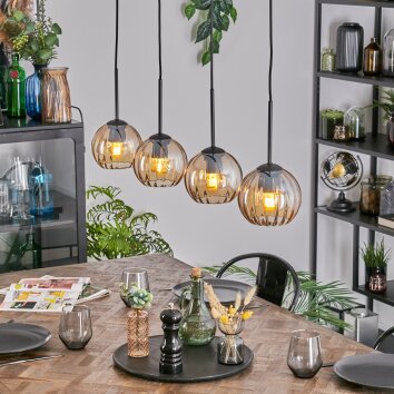 Koyoto Suspension, Boule lumineuse, Suspension Ambre, 4 lumières