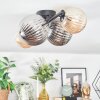 Chehalis Plafonnier, Boule lumineuse Ambre, Fumé, 4 lumières