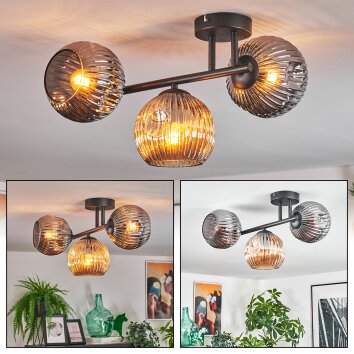 Ripoll Plafonnier, Boule lumineuse Ambre, Fumé, 3 lumières