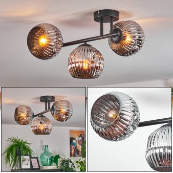 Ripoll Plafonnier, Boule lumineuse Chrome, Fumé, 3 lumières