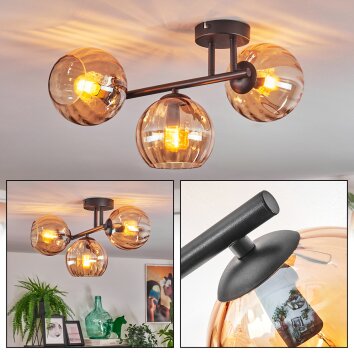 Koyoto Plafonnier, Boule lumineuse Ambre, 3 lumières