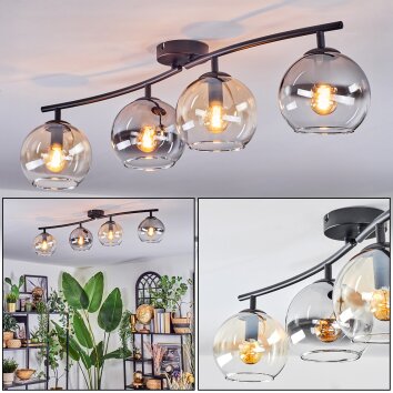 Koyoto Plafonnier, Boule lumineuse Ambre, Clair, Fumé, 4 lumières