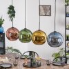 Koyoto Suspension, Boule lumineuse, Suspension Bleu, Or, Vert, Cuivré, 4 lumières