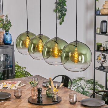 Koyoto Suspension, Boule lumineuse, Suspension Vert, Clair, 4 lumières