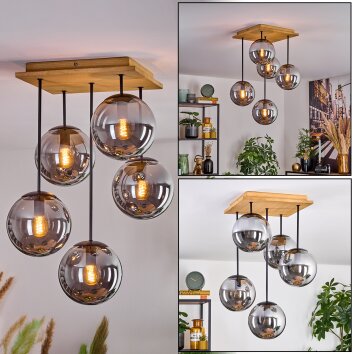 Jomin Plafonnier, Boule lumineuse Écru, Noir, 5 lumières