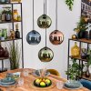 Koyoto Suspension, Boule lumineuse, Suspension Bleu, Vert, Cuivré, 4 lumières