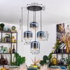 Lauden Suspension, Boule lumineuse, Suspension Bleu, Clair, 4 lumières